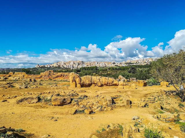 Remains of the Temple of Olympian Zeus on the Hill of the Temples in Agrigento