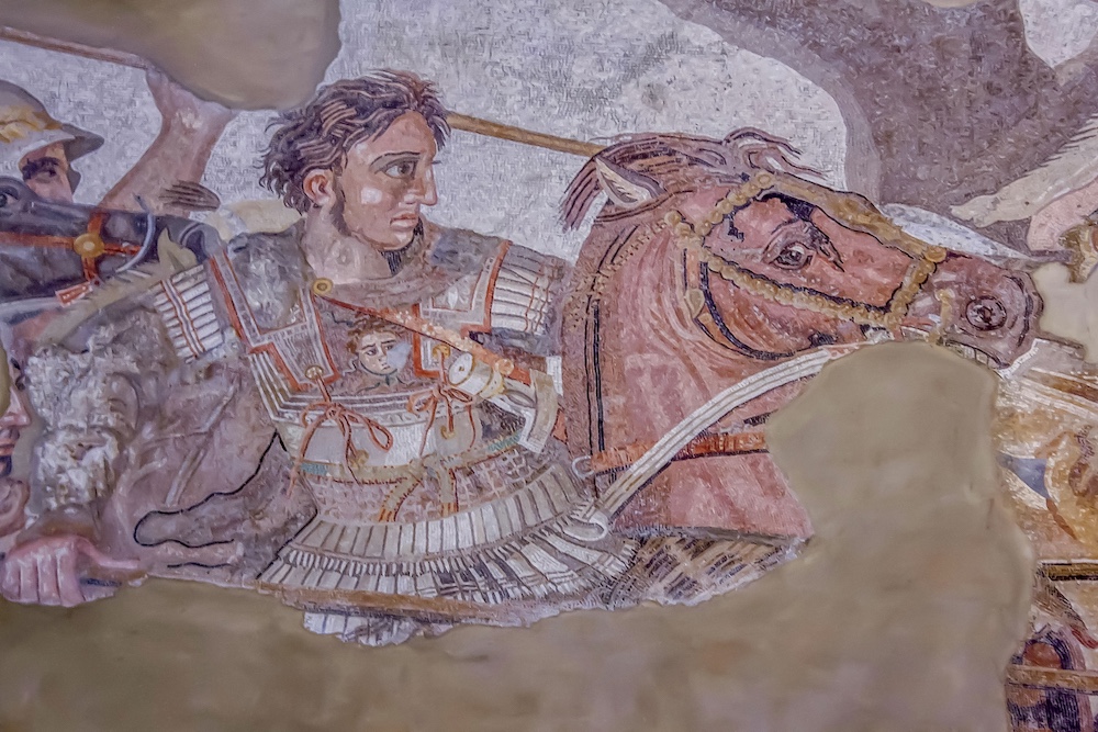 the Battle of Issus mosaic from Pompeii excavation
