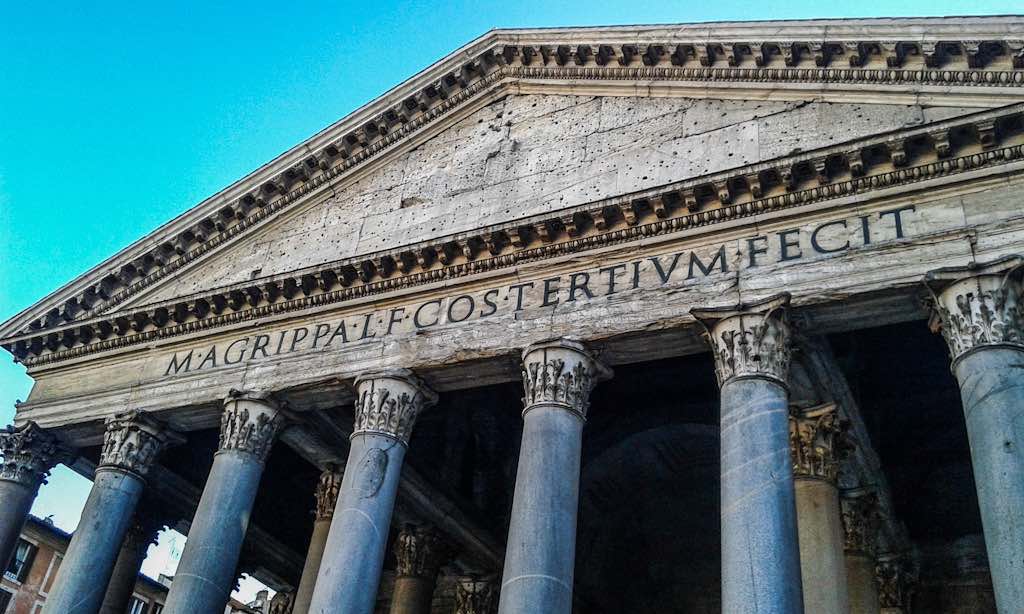 Pantheon tympanum and inscription commemorating Agrippa Rome Pantheon tympanum and inscription commemorating Agrippa Rome